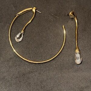 Alexis Bittar Lucite Molten Gold Hoop Dangle Earrings